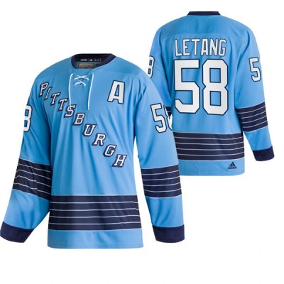 Pittsburgh Pittsburgh Penguins #58 Kris Letang Adidas Men's NHL Light Blue Team Classics Authentic Jersey